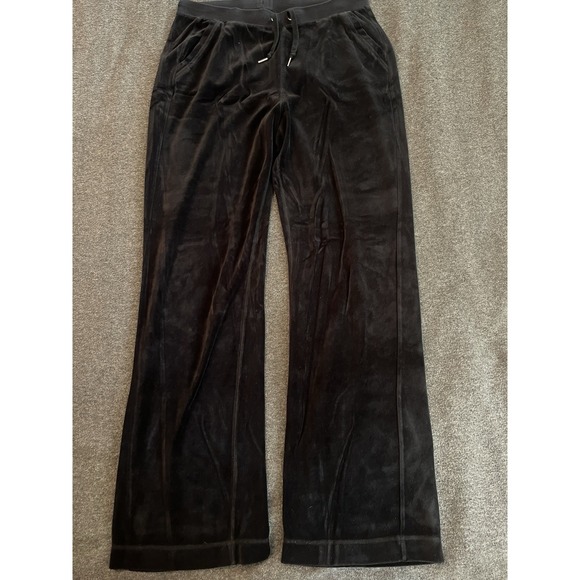 Eddie Bauer Pants - Vintage Eddie Bauer Velour Velvet Wide Leg Lounge Pants Women M Tall Black Y2K